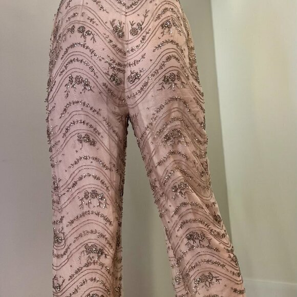 Valentino Runway Beaded Halter Jumpsuit – Blush Nude Couture Elegance – Size 6 - Picture 9 of 16